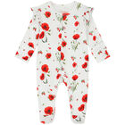 Baby Girls White & Red Poppies Babygrow Set, 1, hi-res